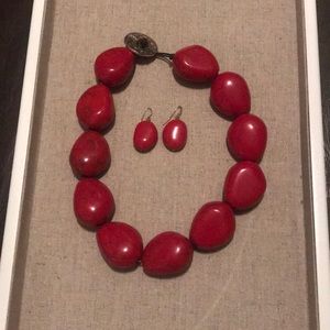 Red Necklace & Earring Set